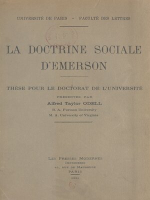cover image of La doctrine sociale d'Emerson